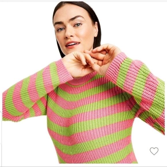 Victor Glemaud x Target Women’s Striped Long Sleeve Sweater Pink/Green Dress - Picture 3 of 7